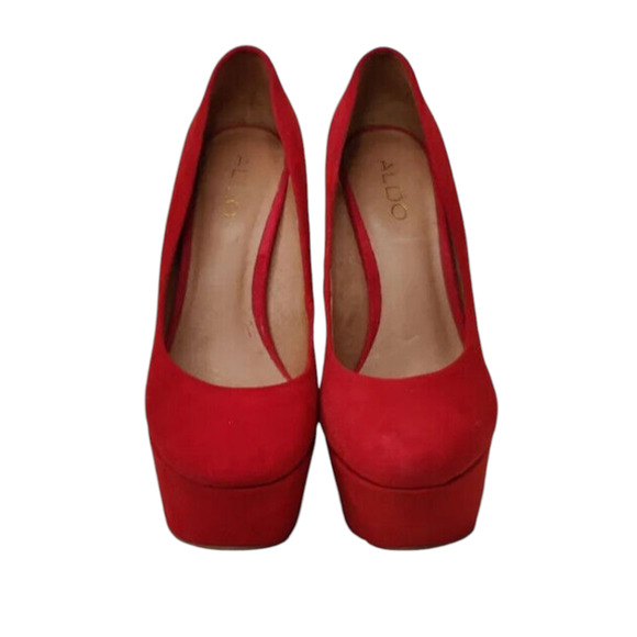 Red Vintage Y2K suede platform Pump by Aldo sz 8.5 - Picture 2 of 11